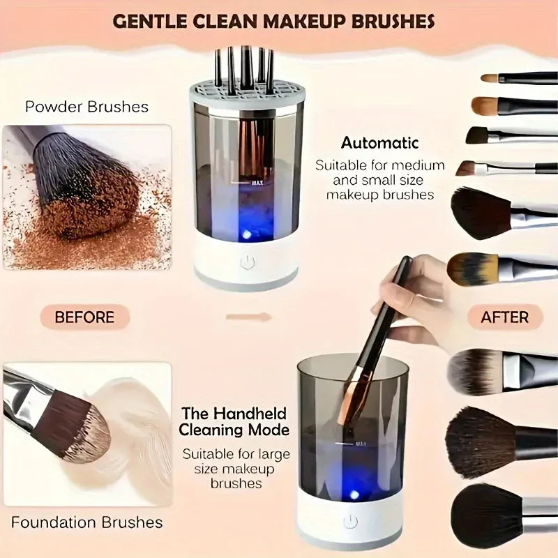 USB Powered Brush Washer & Dryer - Odorless Battery-Free Makeup Cleaner, Plug-And-Play Essential Beauty Accessory