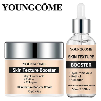 2PCS Skin Texture Booster Face Cream&Essence Set– Deep Hydration, Hyaluronic Acid, Collagen & Retinol, Lightweight & Non-Sticky