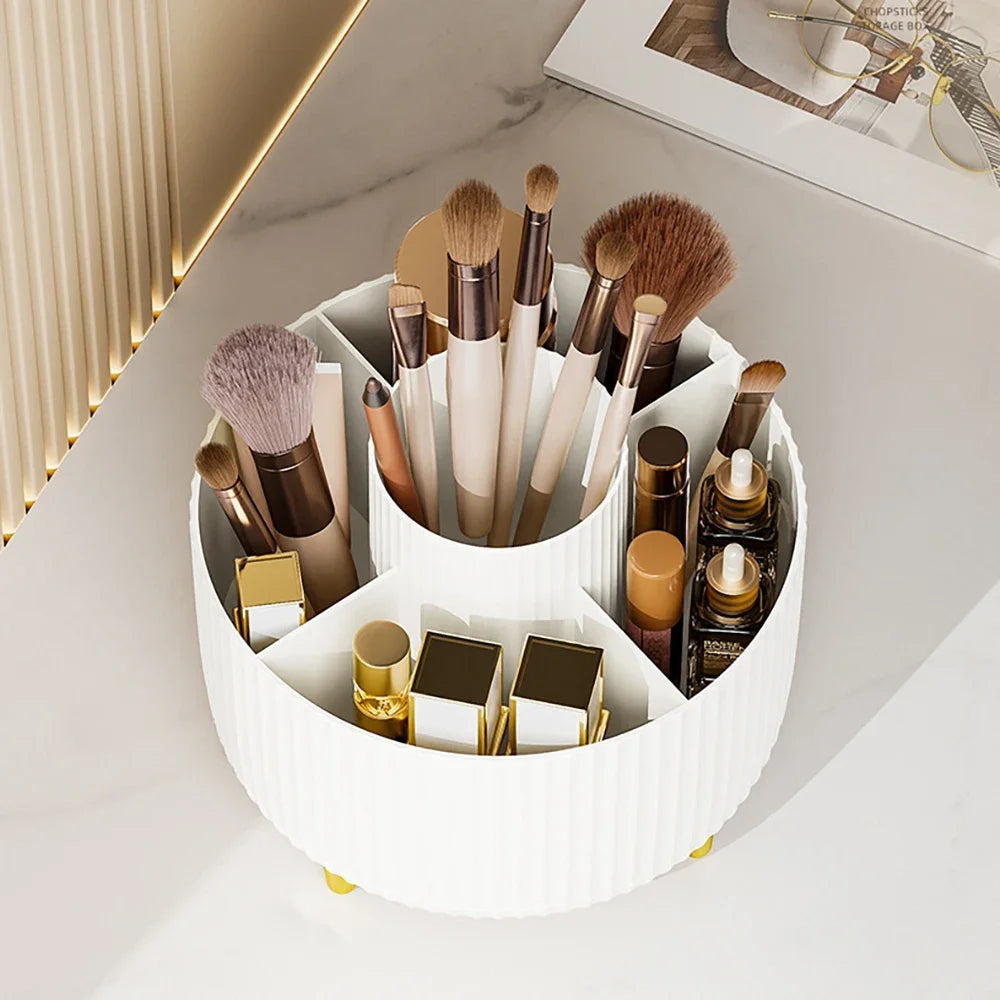 Brush Pen Holder 360 Rotating Makeup Desktop Cosmetic Storage Box Organizer Large Capacity for Bathroom Portable Lipstick Makeup