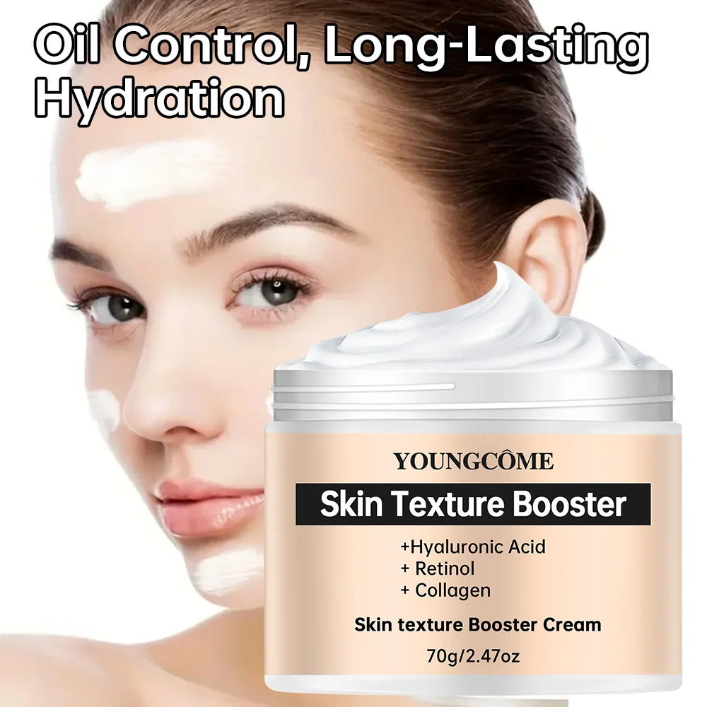 2PCS Skin Texture Booster Face Cream&Essence Set– Deep Hydration, Hyaluronic Acid, Collagen & Retinol, Lightweight & Non-Sticky