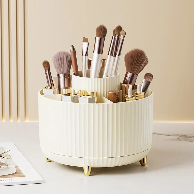 Brush Pen Holder 360 Rotating Makeup Desktop Cosmetic Storage Box Organizer Large Capacity for Bathroom Portable Lipstick Makeup